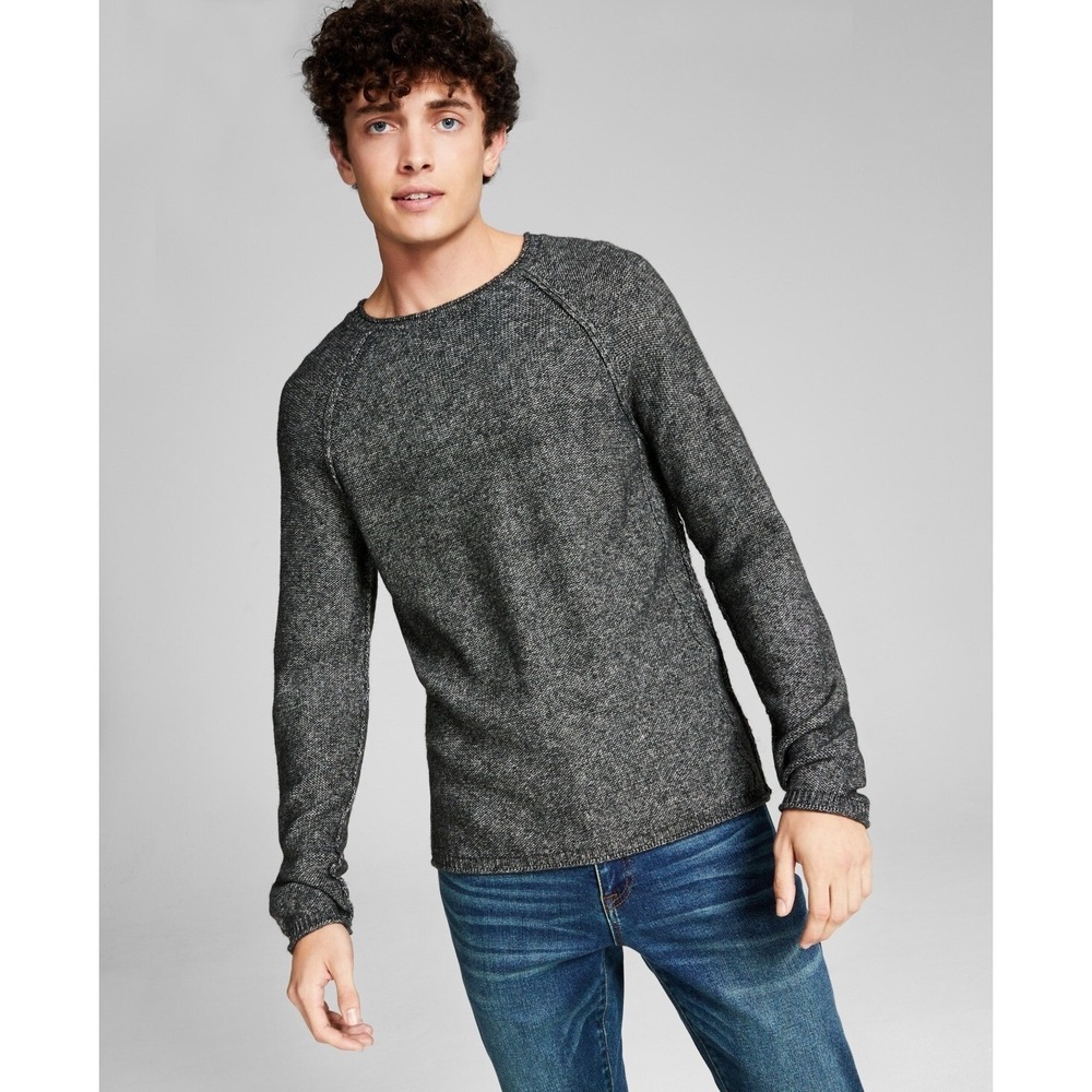 AND NOW THIS Heathered Gray Crew Neck Long Sleeve Sweater, Size M, NWT